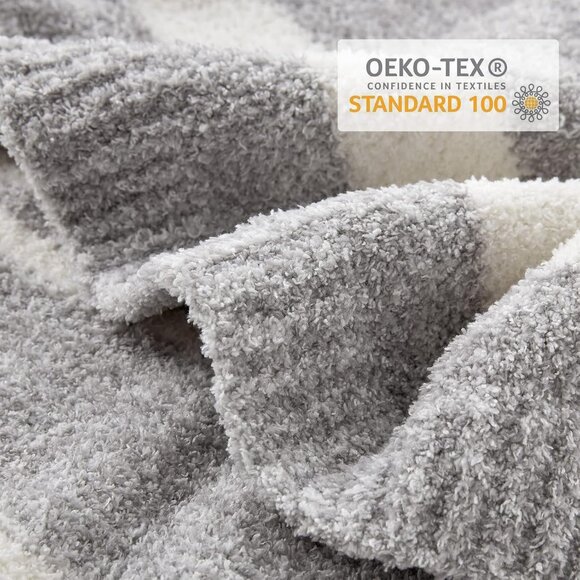 Twin Size Soft Reversible Grey Stripe Blanket 60x80 inches - Picture 3 of 7